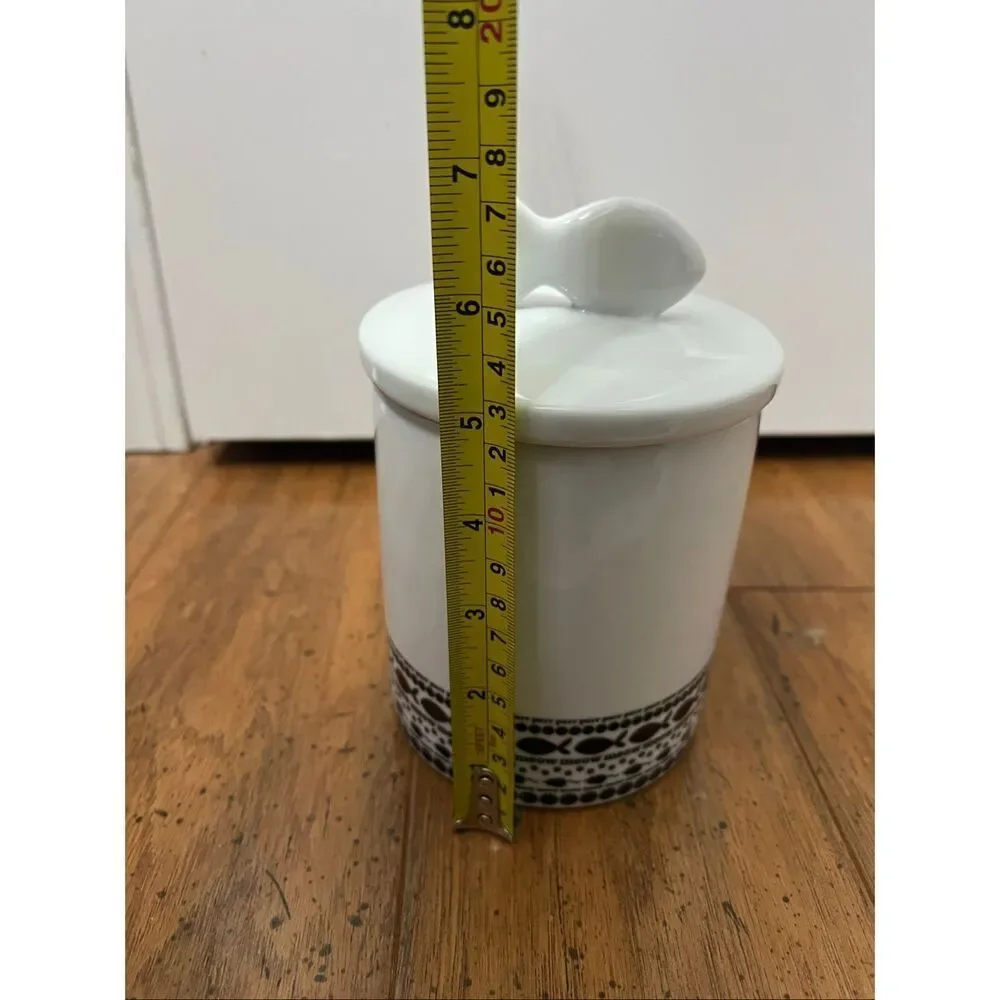 Crate & Barrel ceramic cat treat canister